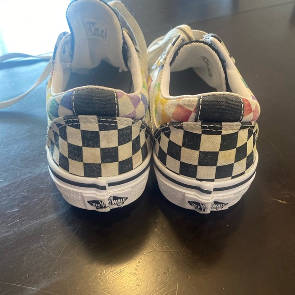 Rainbow Checkered Vans Size 2 kids - Picture 3 of 7
